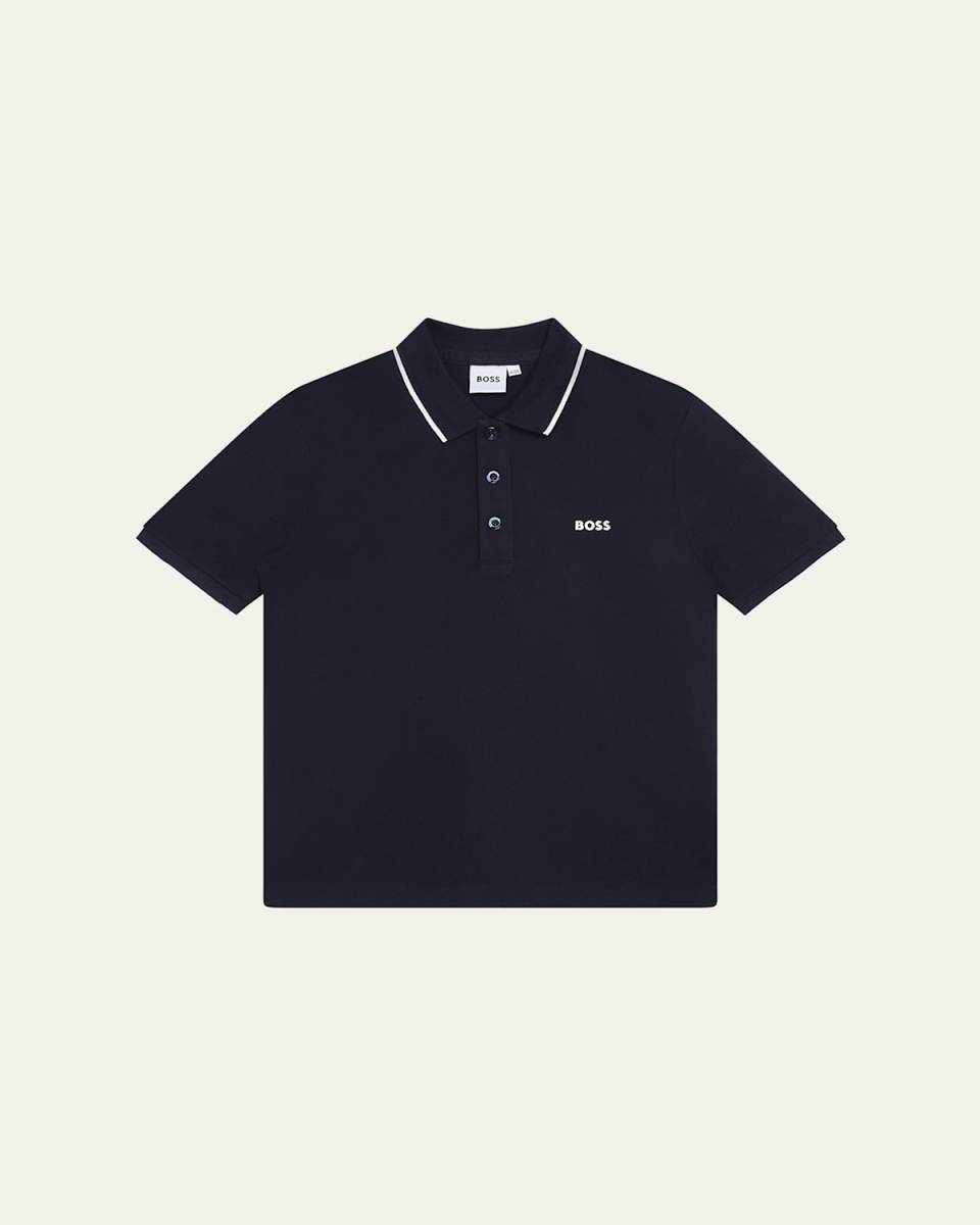 Boy's Logo-Print Polo Shirt, Size 4-5